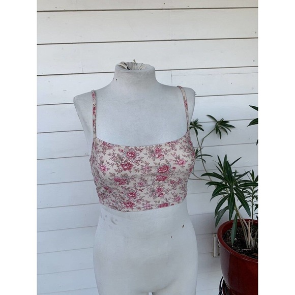 VTG Ralph Lauren Floral Corset Bustier Crop Top Lace Up Push Swim y2k 2000 - Picture 1 of 14